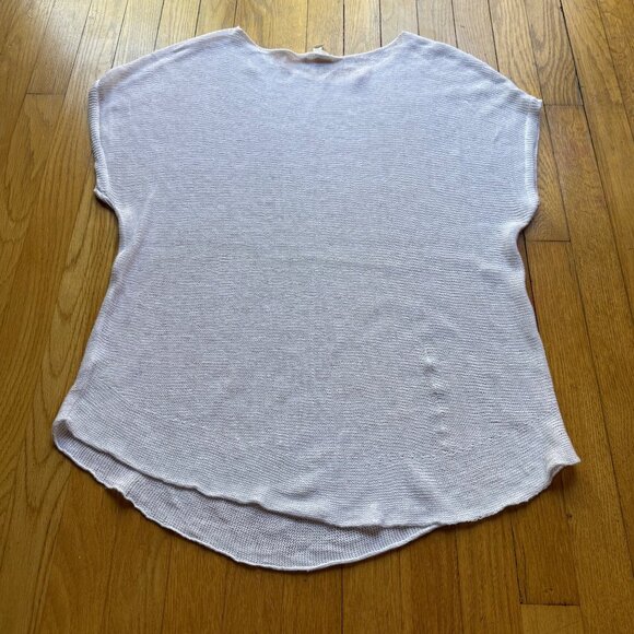 Eileen Fisher Size M White Cotton Blend Sheer Open Knit Short Sleeve Sweater Top - Picture 10 of 13